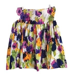 Karen Kane SZ 10 Vibrant Floral Print Full/Gathered Midi Skirt White Lined